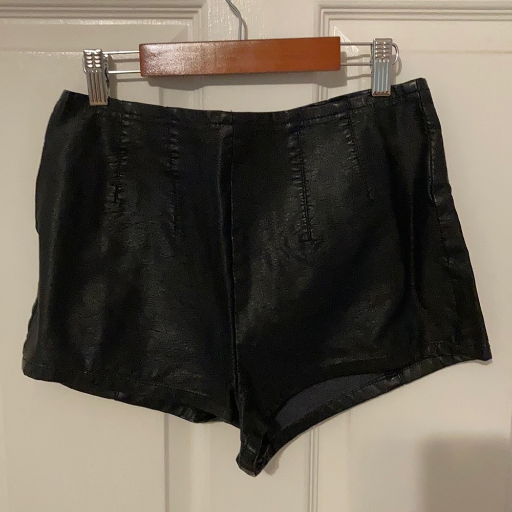 Black leather shorts